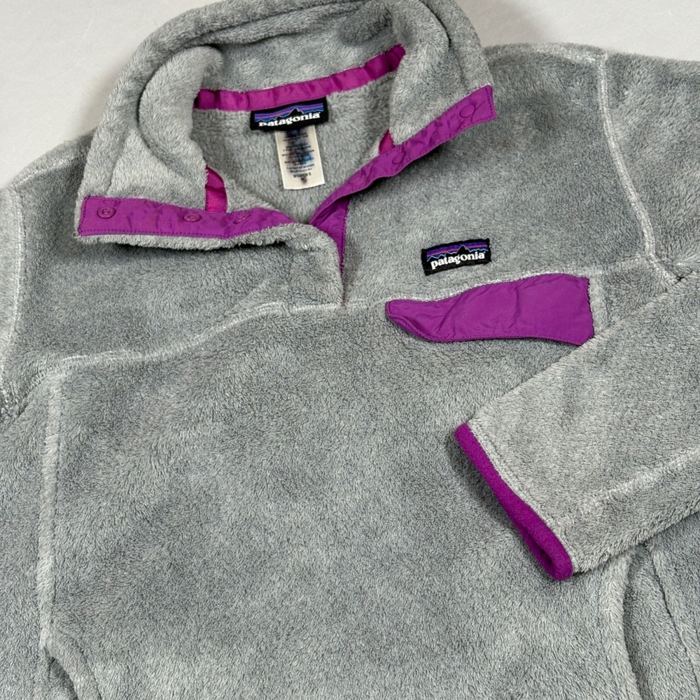Patagonia Re-Tool Snap-T Fleece Pullover Jacket Women's M Gray Purple 25442
